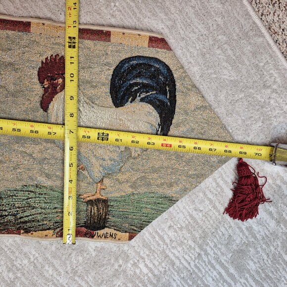 J Wiens Rooster Tapestry Tassel Table Runner & 4 Placemats - Picture 10 of 11